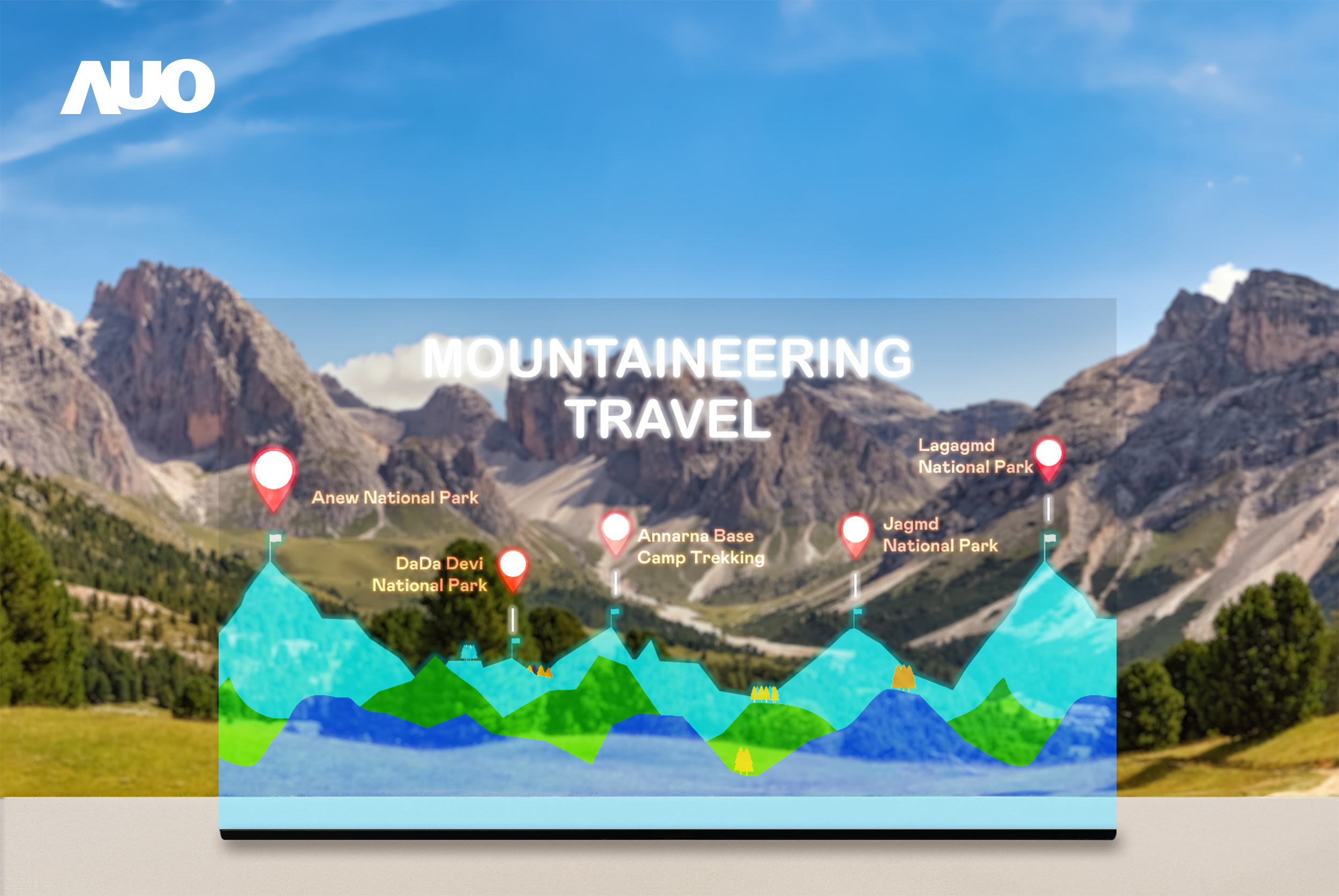 友達(dá)展示全球單片尺寸最大(*)42吋透明Micro LED顯示器拼接而成的「64吋透明Micro LED顯示器」，具備高透明度 、1,000 nits高亮度 、廣色域、採用三邊無邊框的無縫拼接等多重特色 ，呈現(xiàn)超高清、細(xì)膩畫質(zhì)而不遮擋後方視覺 ，滿足層峰需求，可廣泛運(yùn)用於零售、藝術(shù)展覽或商業(yè)空間等場域